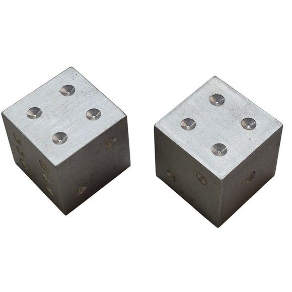 Vintage Large Aluminum Dice Pair 2" - Picture 3 of 5